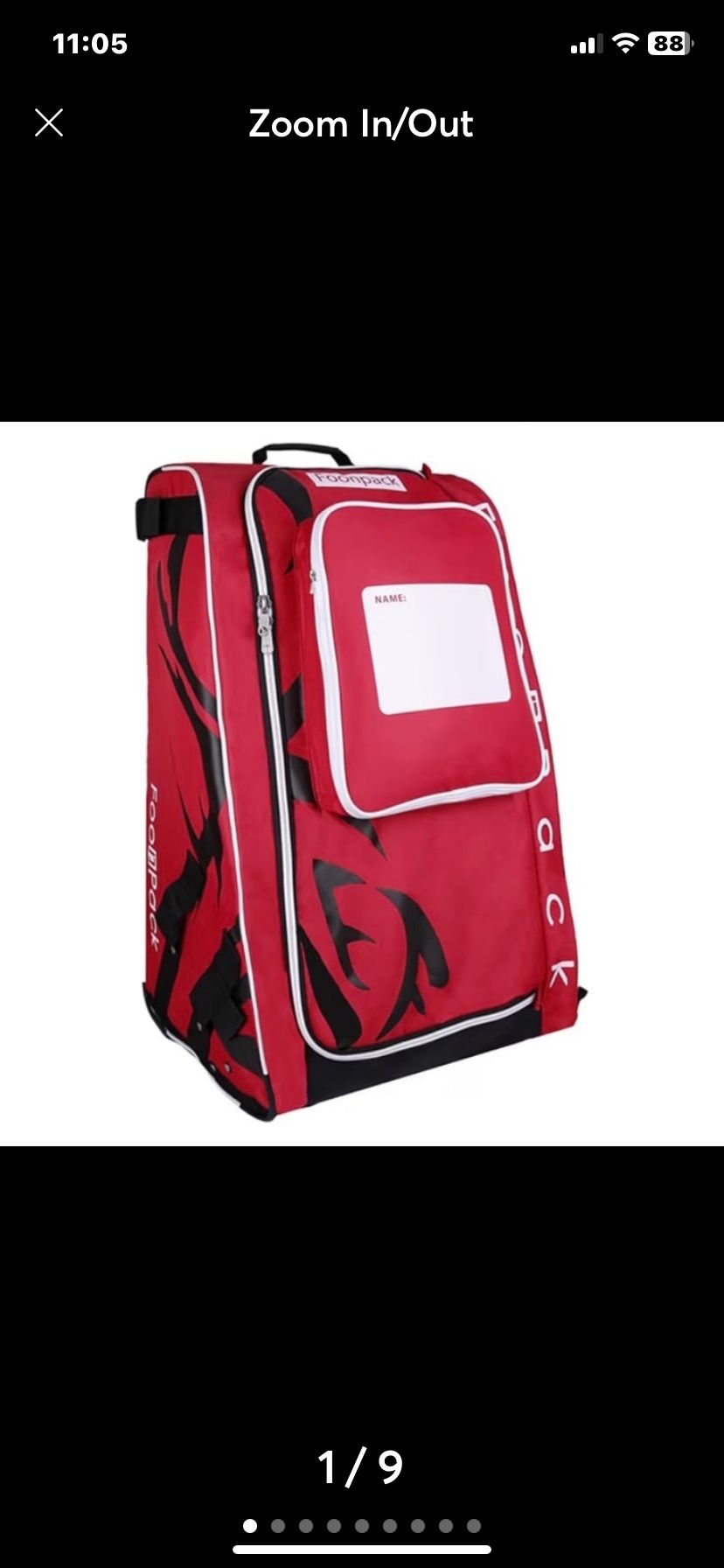 New! “FOONPACK” Red Ice Hockey Equipment Tower Pack, Hockey Bag with Wheels.