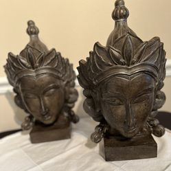 PAIR SHIVA HEAD BOOKENDS/ STATUES