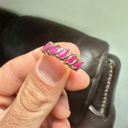 Gorgeous 🤯 !! Ruby Ring Set In Gold ElectroPlated 925 Sterling Silver!