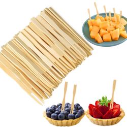 Natural Bamboo Cocktail Forks, 100 Pack 3.5” NEW!!