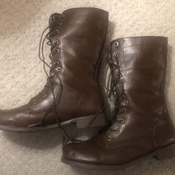 Rare Vintage Yik Fung Brown Leather Boots Euro-44 = U S-M-10.5- W-11.5 VGC 