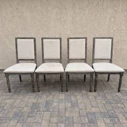Set of 4 Wood Upholstered Dining Chairs