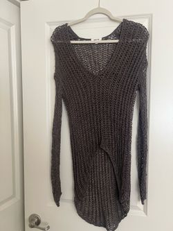 Helmut Lang high-low crochet sweater