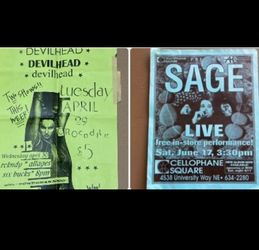 SAGE + Devilhead w/Powerman 5000 Seattle Grunge Rock Concert Poster Flyer 1990s Vintage Original, Lot of 2