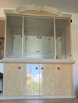 Vintage mirrored China cabinet Hutch—beautiful and spacious.