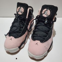 Girls  Black/Pink Jordan 6 Rings Size 6y
