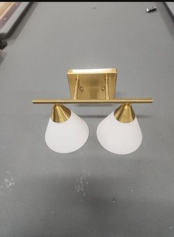 2-Light Brass Vanity Wall Light Fixture