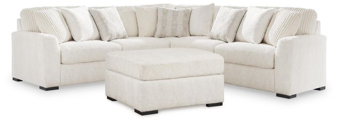 Chessington Ivory 3-Piece Sectional and Ottoman (Online Special Price)