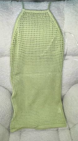 Light Green Knit Swim Cover-Up Dress – One Size