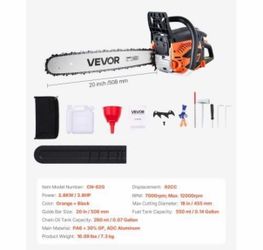 62 cc Gas Chainsaw, 20 inch Gas Powered Chainsaw, 3.8 HP Power Chain Saw with NonSlip Handle, Gas-Powered Chainsaws with Dual Fuel Tanks, For Wood Cu