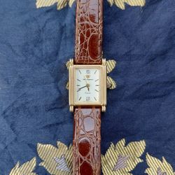 Vintage Jules Jurgensen Women's Watch with Diamond style accents and all leather  Band