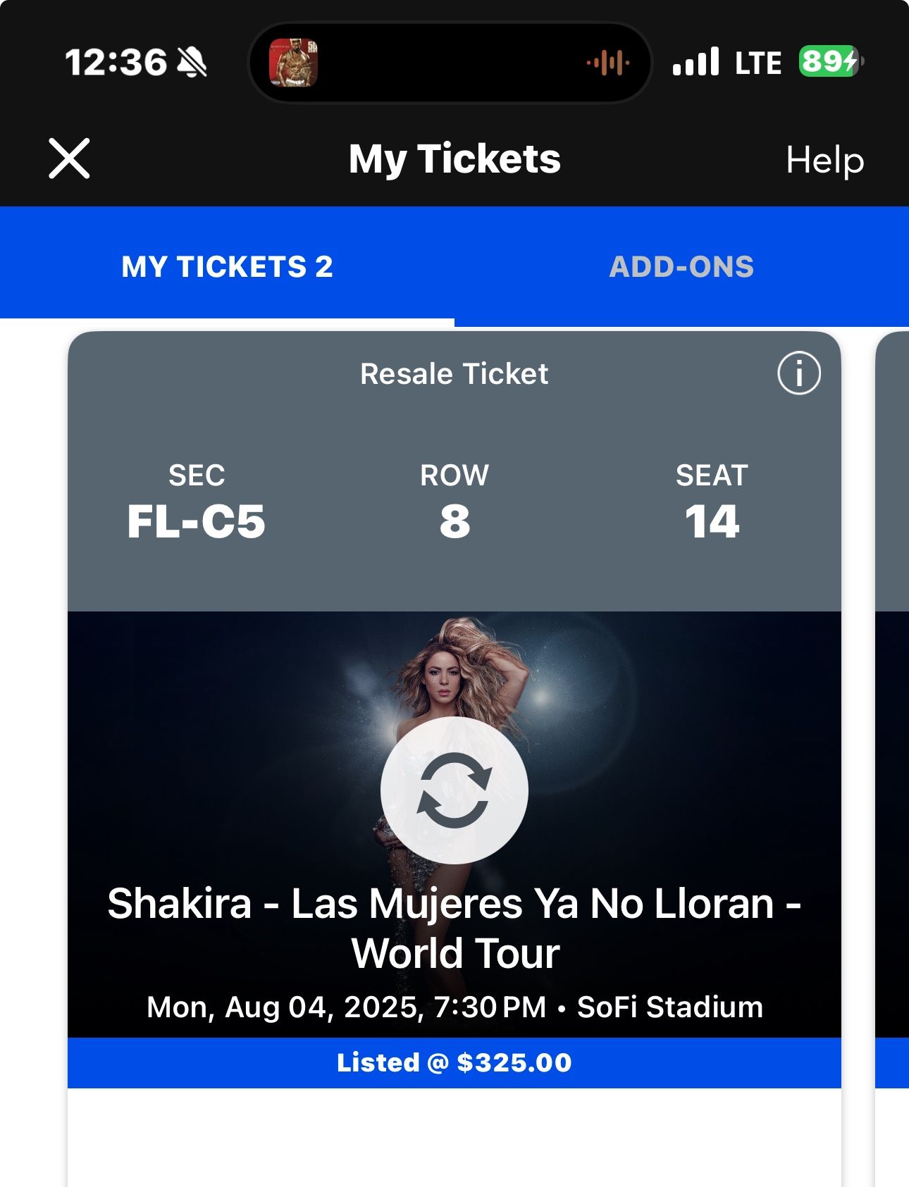 Shakira Aug 4 Floor Seats
