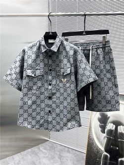 Grey Gucci Shirt and Shorts Set (S-XL)