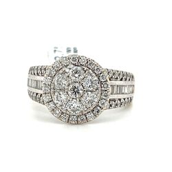 14kt White Gold Diamond 2 Tier Round Cluster Ring 10.70grams 2ctw Size 10 165795 1