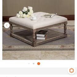 Cairona Cream Tufted Ottoman
