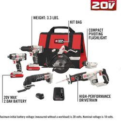 Porter Cable 20V Max Lithium Ion 6 Tools Combo Kit