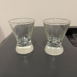 Pair Of 2.5” Beveled Clear Shot Glass.