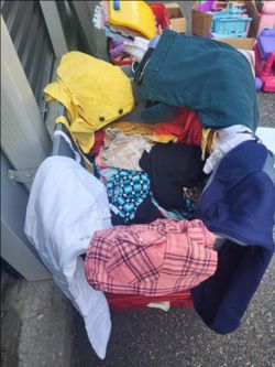 Bins of women's cloths