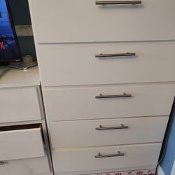 White Tall Drawer With Nightstand 