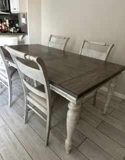 Distressed Farmhouse Dining Room Table and Chairs