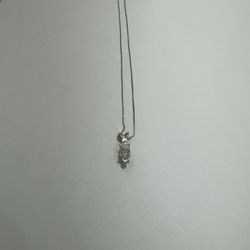 10k White Gold Necklace With Real Diamond