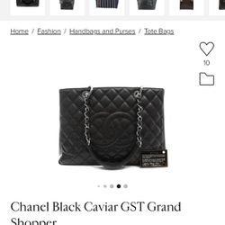 CHANEL, Bags, Chanel Black Caviar Grand Shopper Tote Gst Bag Ghw Authentic