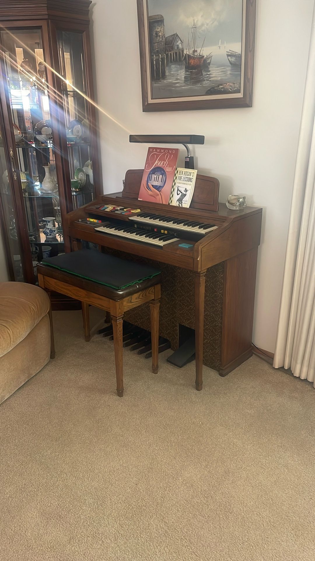 Piano/ Organ With Chair and Sheet Music Starter Piano