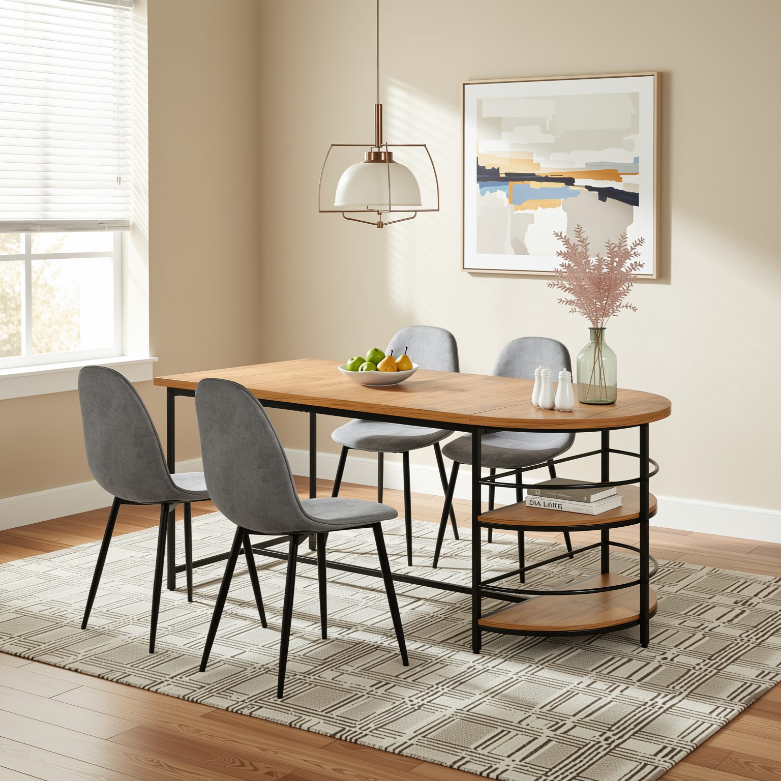 Homy Casa Nimble 5 Piece Dining Table Set with 4 Charlton Upholstered Chairs (Local PickUp)