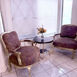 2 Victorian Tuscany Solo Chair Gold Accent And Coffee Table