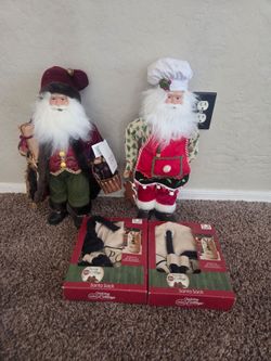 Santa Claus North Pole Figurines and Santa Sacks Set