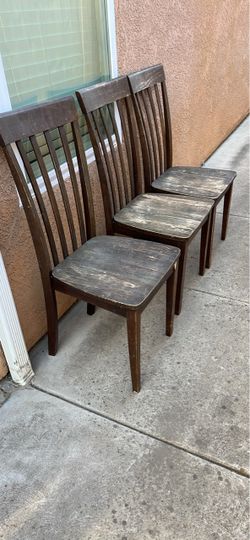 Set of 4 Dark Wood Dining Chairs