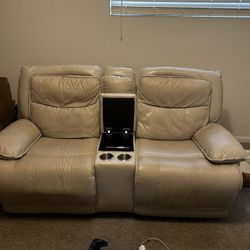 Cream White Recliner Couch
