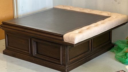 Nearly 100 Year Old Antique Wood and Leather Coffee Table