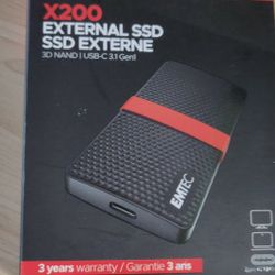 EMTEC X200 External SSD 256gb - Brand New in Box - Never Opened.