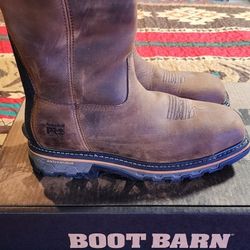 Timberland Pro Pull On Boots True Grit Composite Toe Waterproof Brown Mens 10 1/2 