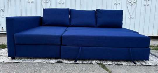 Blue Friheten Sleeper Pull Out Bed Sectional L Shape Sofa Couch