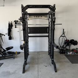 PRO SERIES Ultimate 3-1 Half Rack Functional Trainer w/Smith Machine Bar | 400lb Stack | Gym Equipment | Fitness | Commercial | Squat Rack 