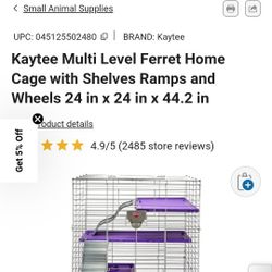 Kaytee Multi Level Animal Cage. Ferret Chinchilla Rodent Etc