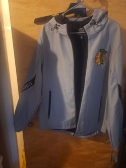 Blackhawks Hooded  Jacket Chicago NHL GRAY with REFLECTIVE Logos  Large