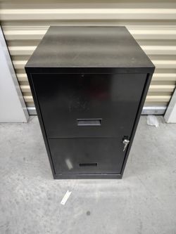 Black 2-Drawer Metal Filing Cabinet with Key