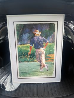 Framed Golfer Art