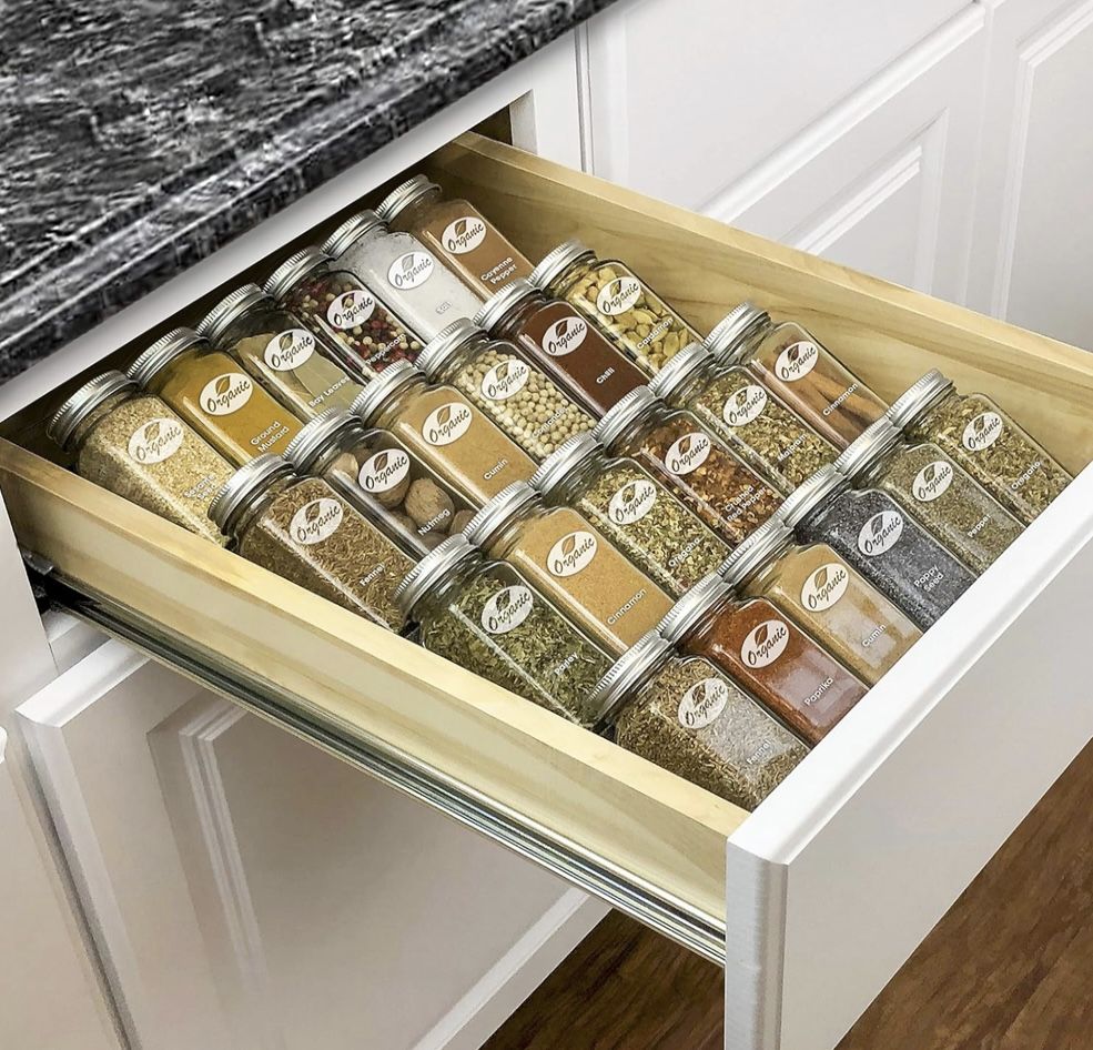 PROFESSIONAL 4 Tier Spice Drawer Organizer Insert
