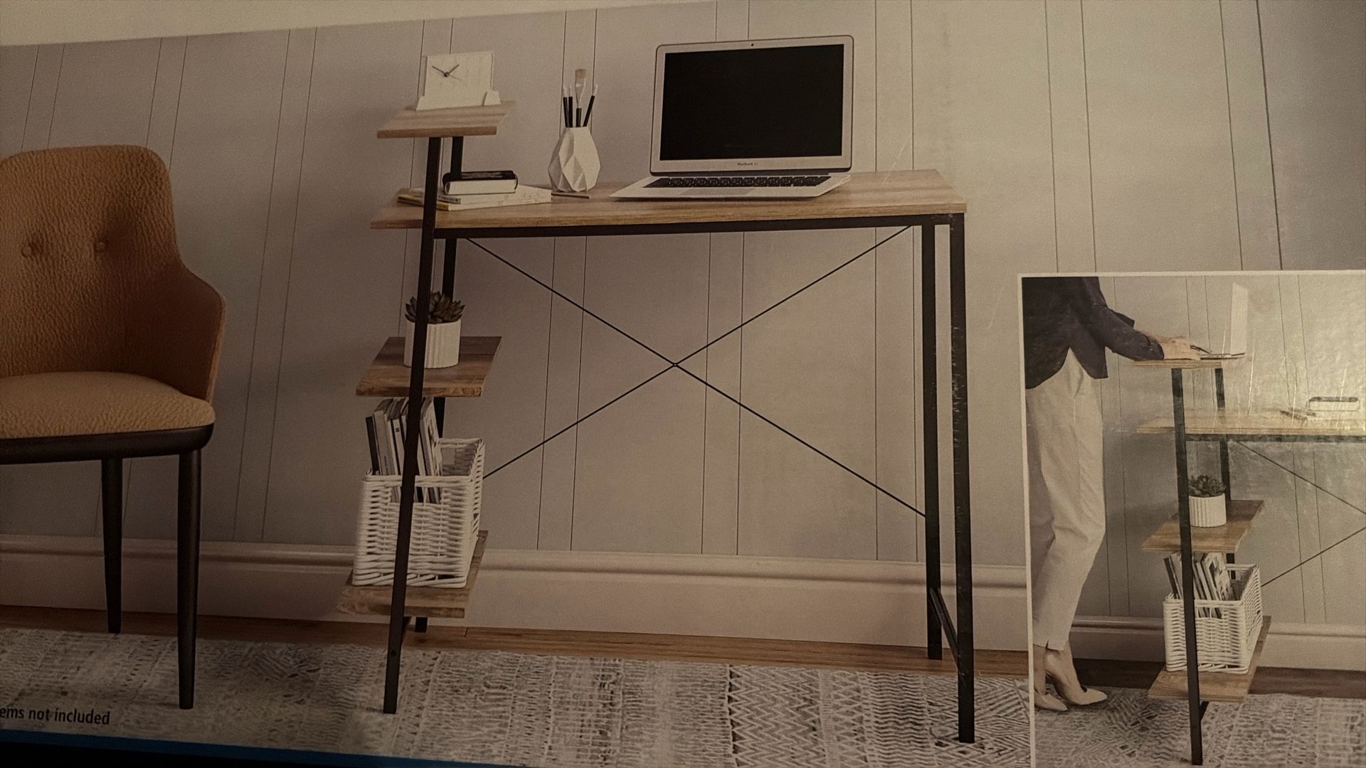 Never Opened, Side Storage Desk In Natural Wood Color