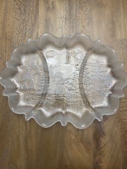 Vintage 17" Christmas Story Collection Platter Oval Canape Serving Tray by Mikasa