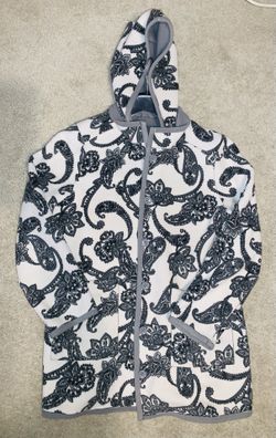 Heavy FLEECE REVERSIBLE JACKET Hooded, 5-button, 2-pocket - MED/LARGE