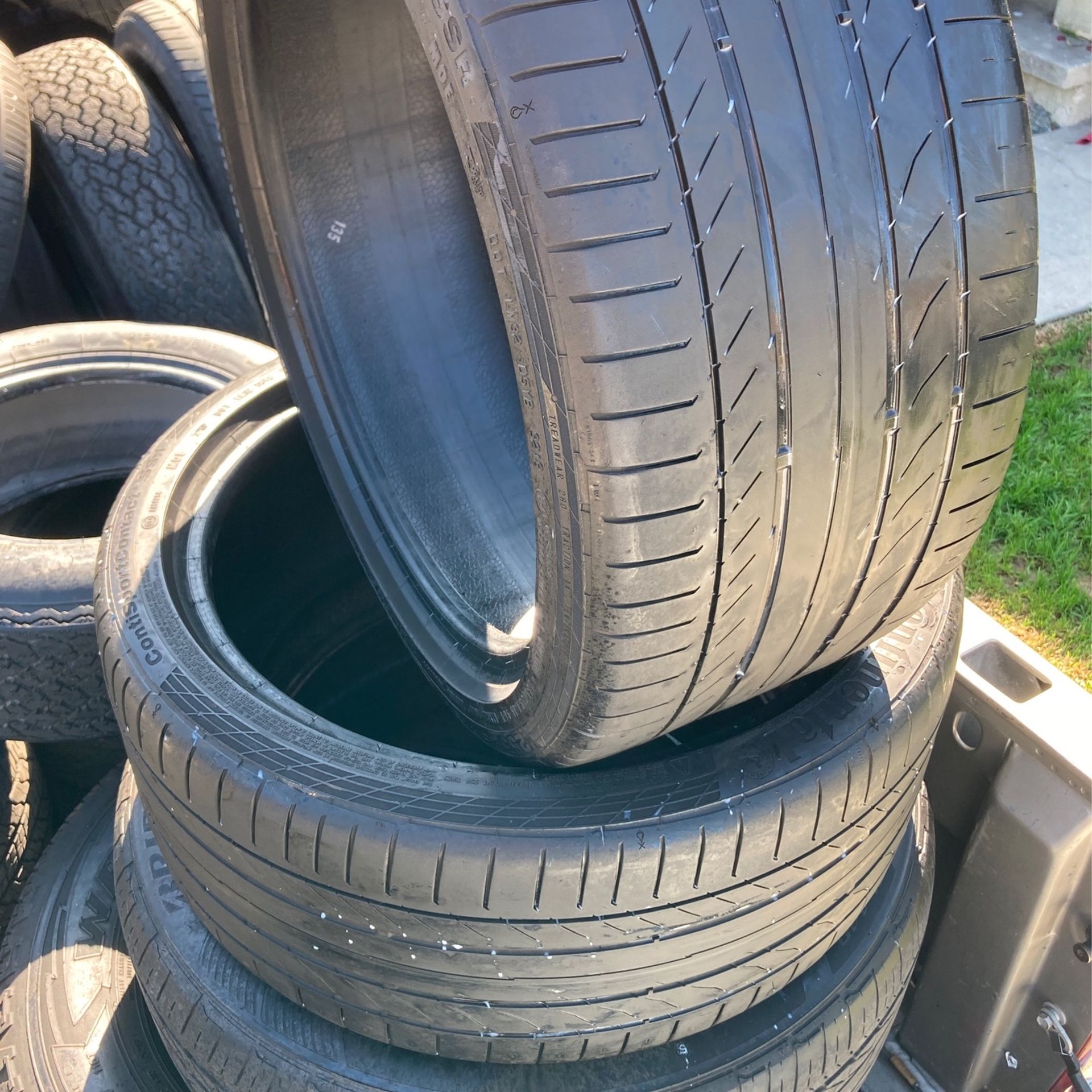 I got two tires in good condition they have about 40% left to 50% that these are sports Tires MOE size number 255/35/19