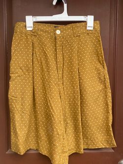 Mustard Yellow Polka Dot Pleated Shorts