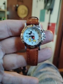 Disney Mickey Mouse Watch Brown Leather Strap