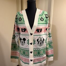 SMALL Mickey Mouse and Friends Winter Holiday Cardigan Sweater for Women