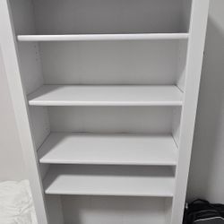 White Wood Bookshelf Bookcase With 4 Adjustable Shelves